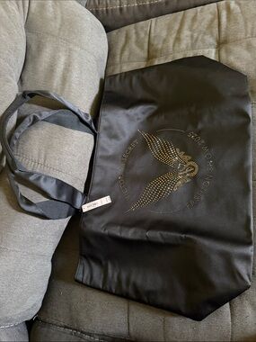 Victoria's Secret Black Tote with Gold Stud Wing Emblem